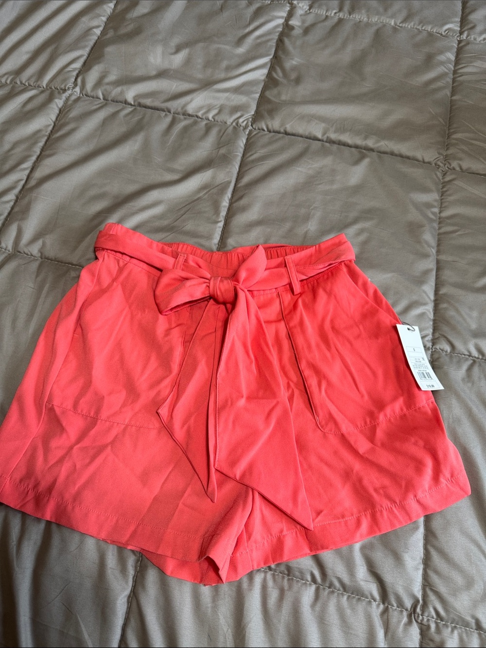 a new day Coral High-Waist Tie-Belt Shorts. NWT